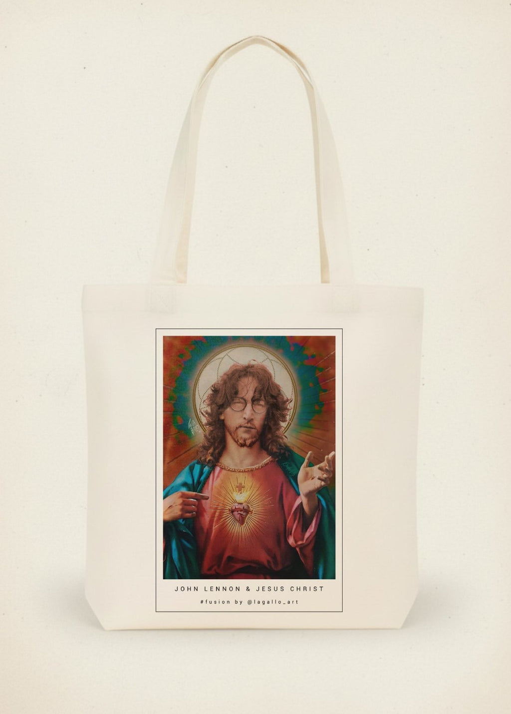 Tote bag ecológica “John Jesus” de LA GALLO ART – diseño original sobre canvas reciclado (300 gsm).