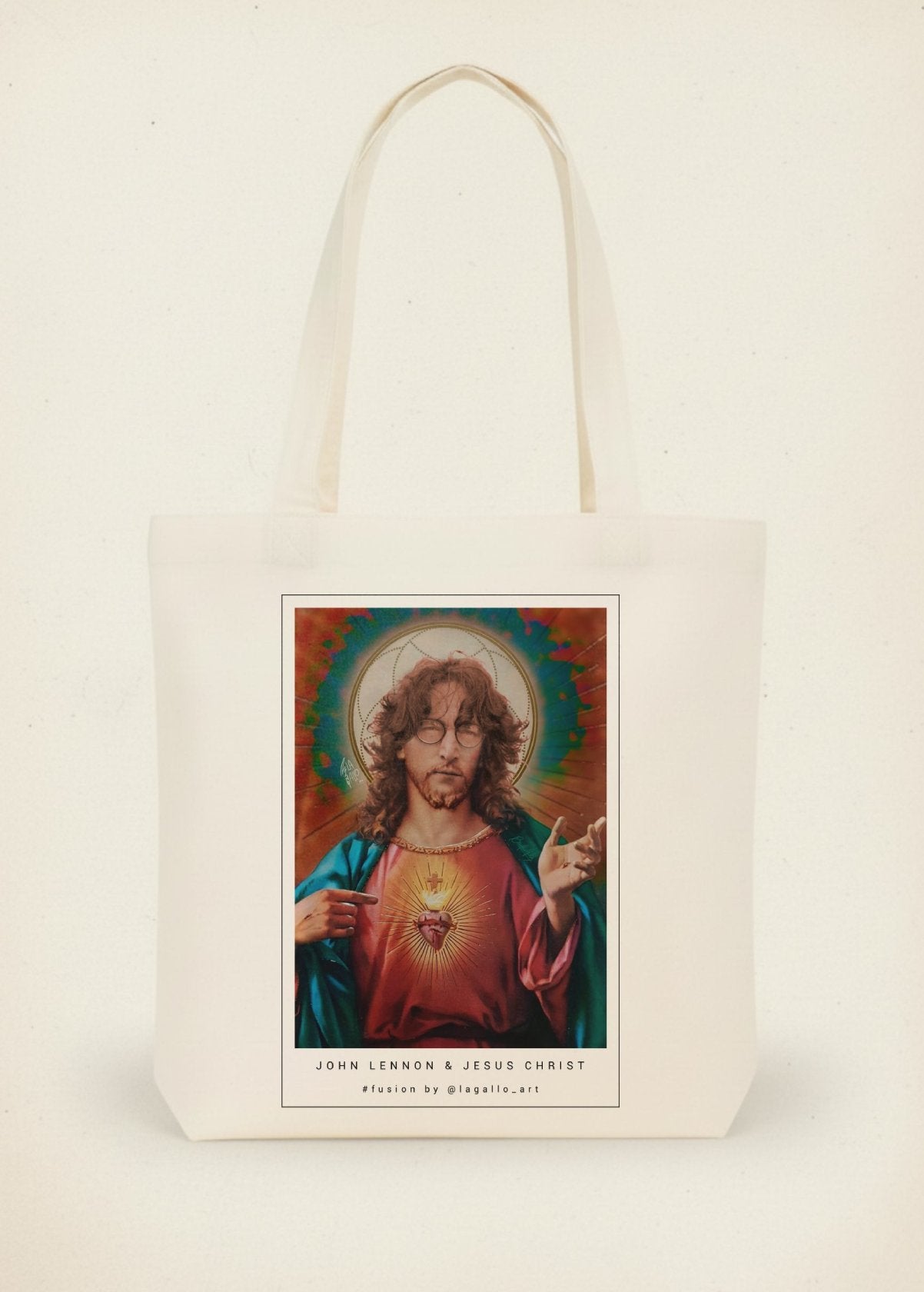 Tote bag ecológica “John Jesus” de LA GALLO ART – diseño original sobre canvas reciclado (300 gsm).